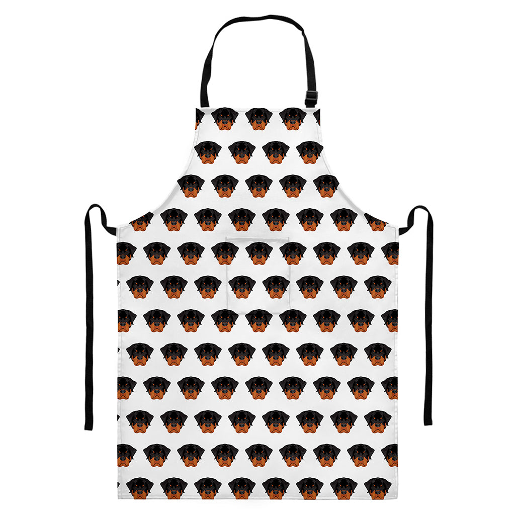 Rottweiler Face Pattern Print Bib Apron With Pocket