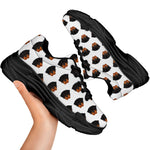 Rottweiler Face Pattern Print Black Chunky Shoes