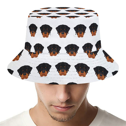 Rottweiler Face Pattern Print Bucket Hat