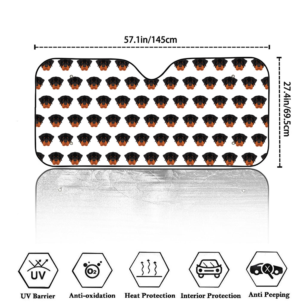 Rottweiler Face Pattern Print Car Windshield Sun Shade