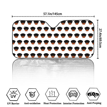 Rottweiler Face Pattern Print Car Windshield Sun Shade
