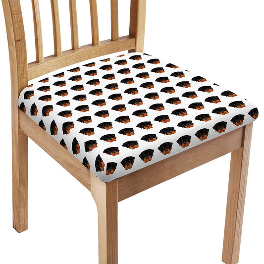 Rottweiler Face Pattern Print Chair Cushion Cover