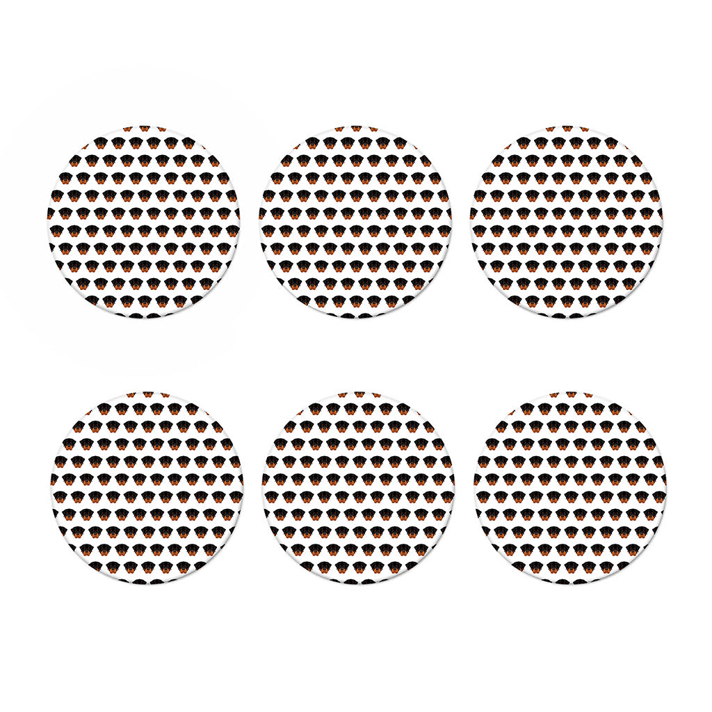 Rottweiler Face Pattern Print Coaster Set