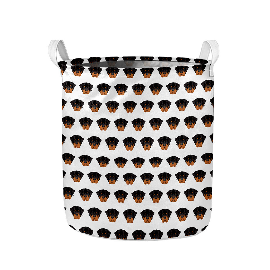 Rottweiler Face Pattern Print Collapsible Laundry Basket