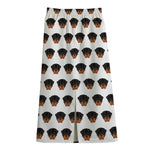 Rottweiler Face Pattern Print Cotton Front Slit Maxi Skirt