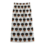 Rottweiler Face Pattern Print Cotton Front Slit Maxi Skirt