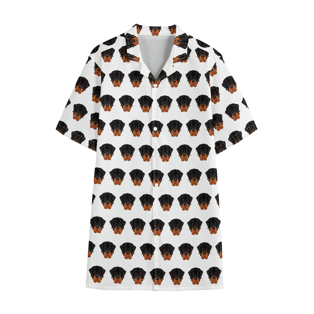 Rottweiler Face Pattern Print Cotton Hawaiian Shirt