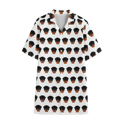 Rottweiler Face Pattern Print Cotton Hawaiian Shirt