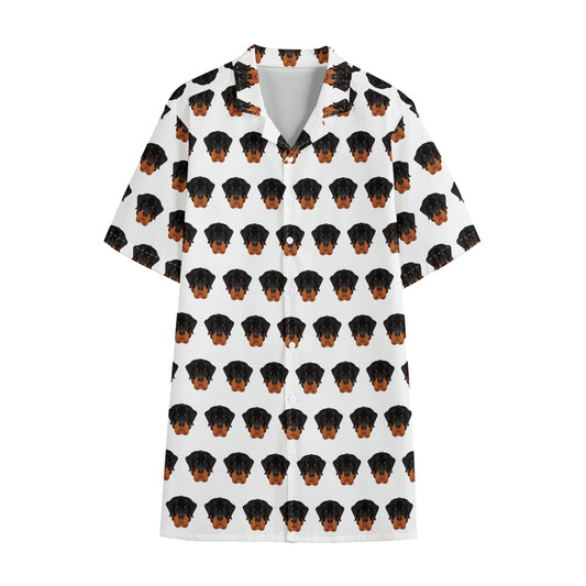 Rottweiler Face Pattern Print Cotton Hawaiian Shirt