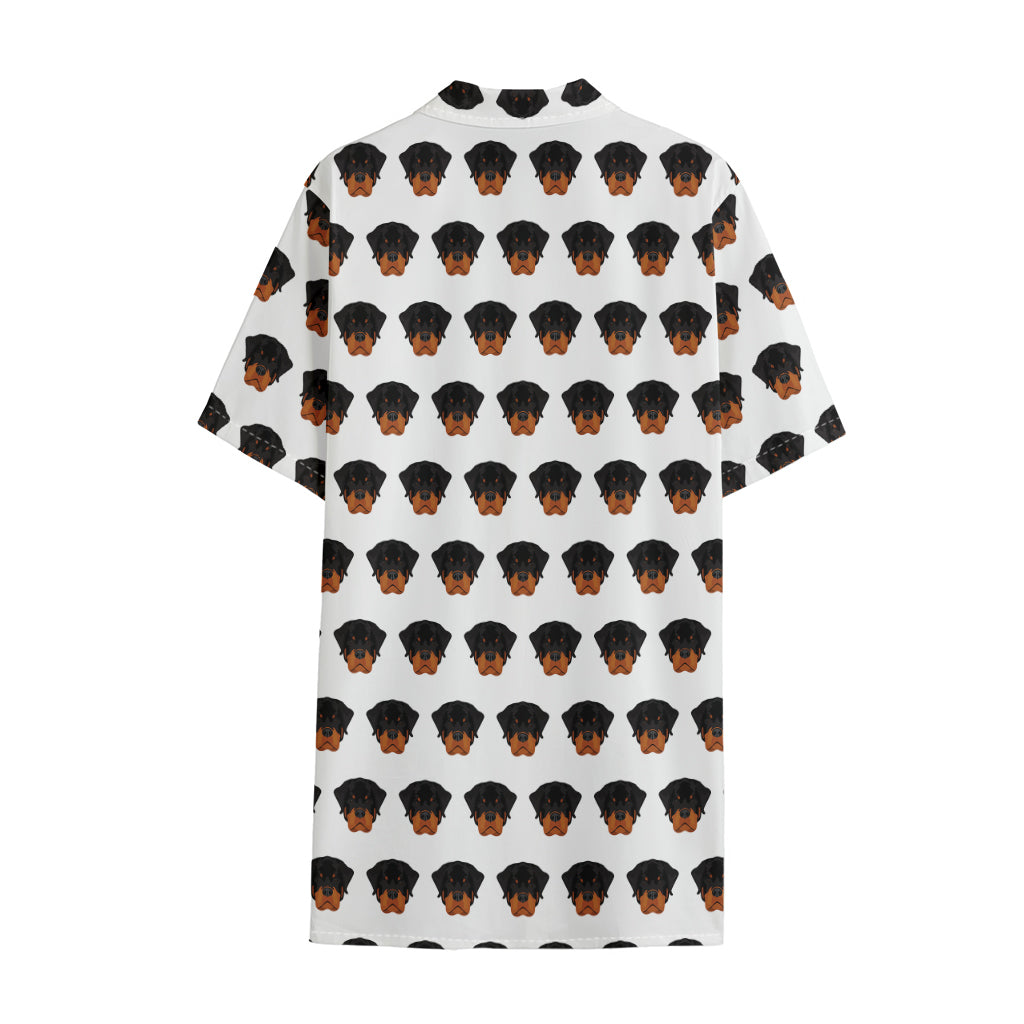 Rottweiler Face Pattern Print Cotton Hawaiian Shirt