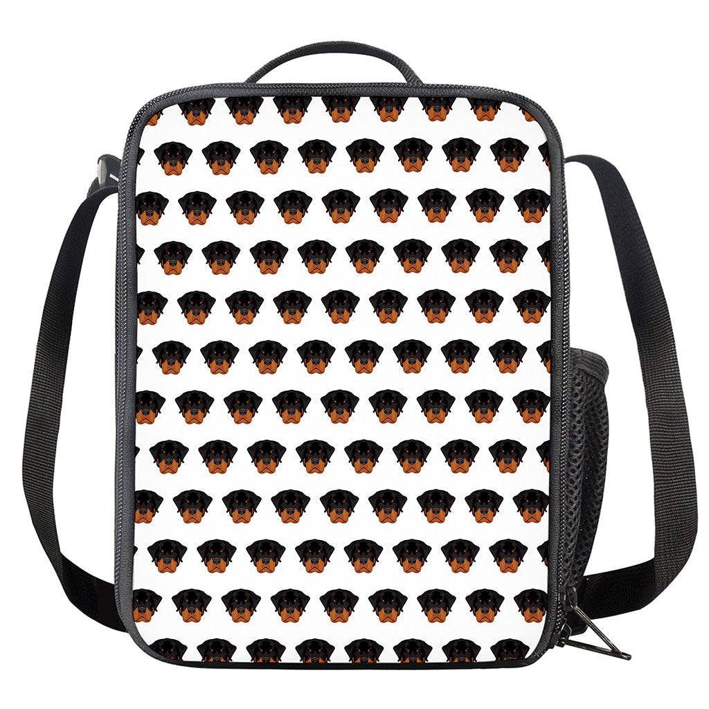 Rottweiler Face Pattern Print Crossbody Lunch Bag