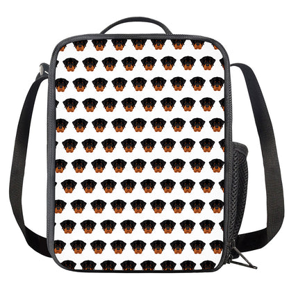 Rottweiler Face Pattern Print Crossbody Lunch Bag