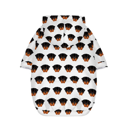 Rottweiler Face Pattern Print Dog Zip Up Hoodie