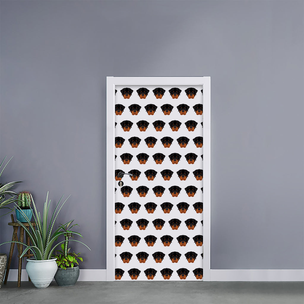 Rottweiler Face Pattern Print Door Sticker