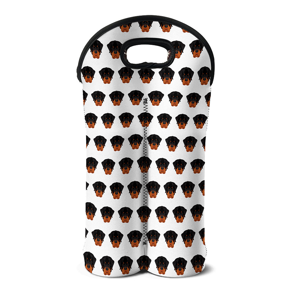 Rottweiler Face Pattern Print Double Neoprene Wine Tote