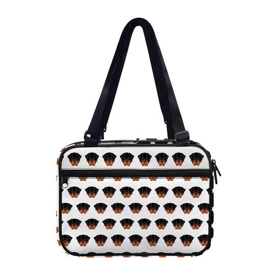 Rottweiler Face Pattern Print Double Strap Bible Bag