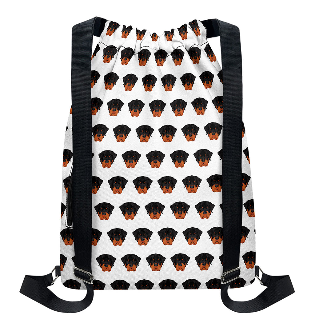 Rottweiler Face Pattern Print Drawstring Backpack