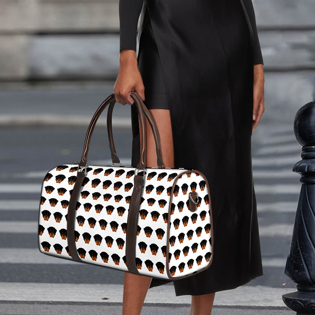 Rottweiler Face Pattern Print Duffle Bag