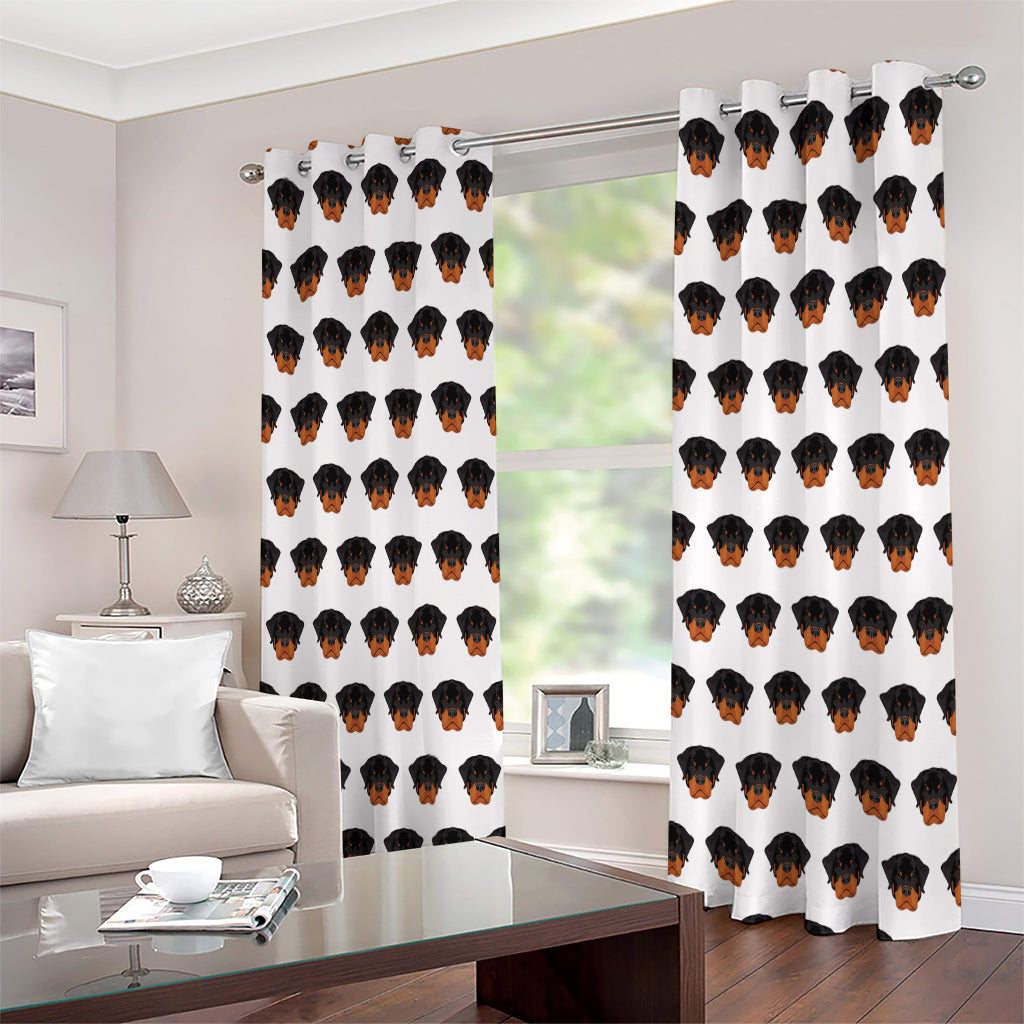 Rottweiler Face Pattern Print Extra Wide Grommet Curtains