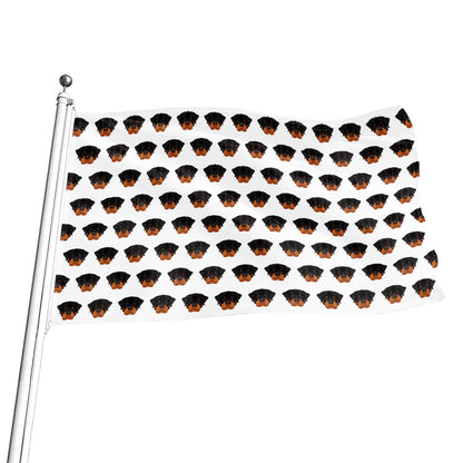Rottweiler Face Pattern Print Flag