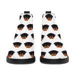 Rottweiler Face Pattern Print Flat Ankle Boots