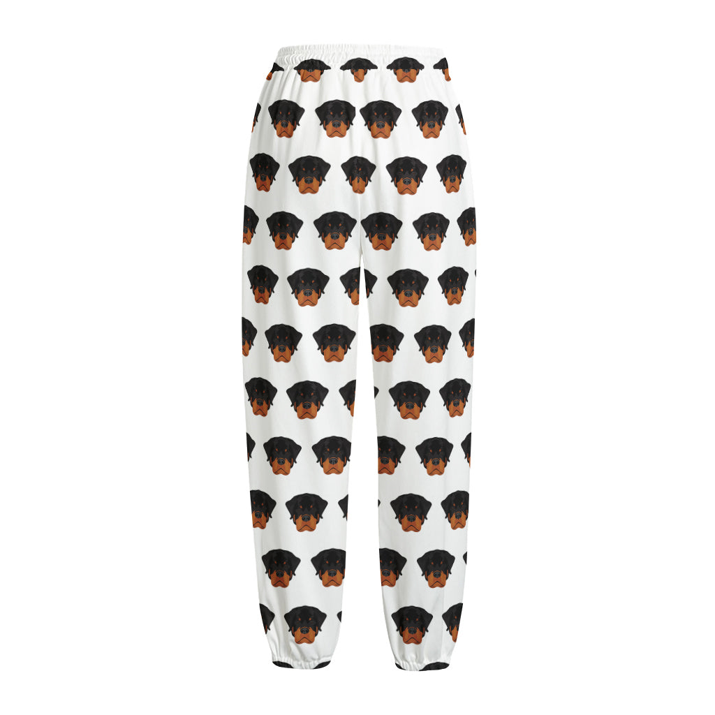 Rottweiler Face Pattern Print Fleece Lined Knit Pants