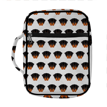 Rottweiler Face Pattern Print Front Pocket Bible Bag