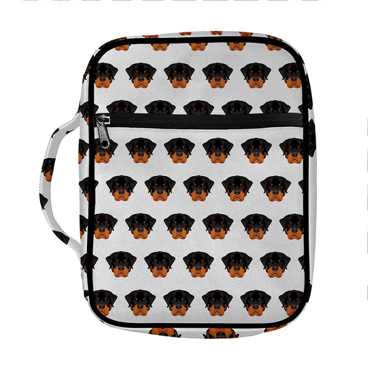 Rottweiler Face Pattern Print Front Pocket Bible Bag