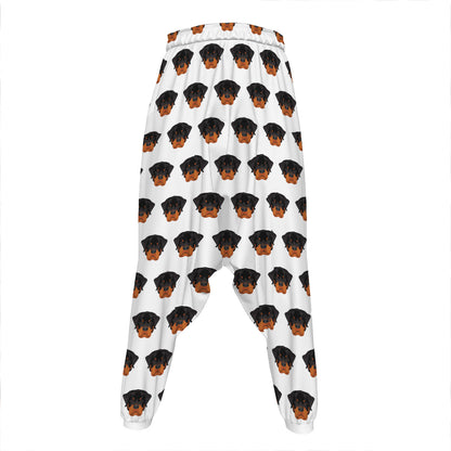 Rottweiler Face Pattern Print Hammer Pants