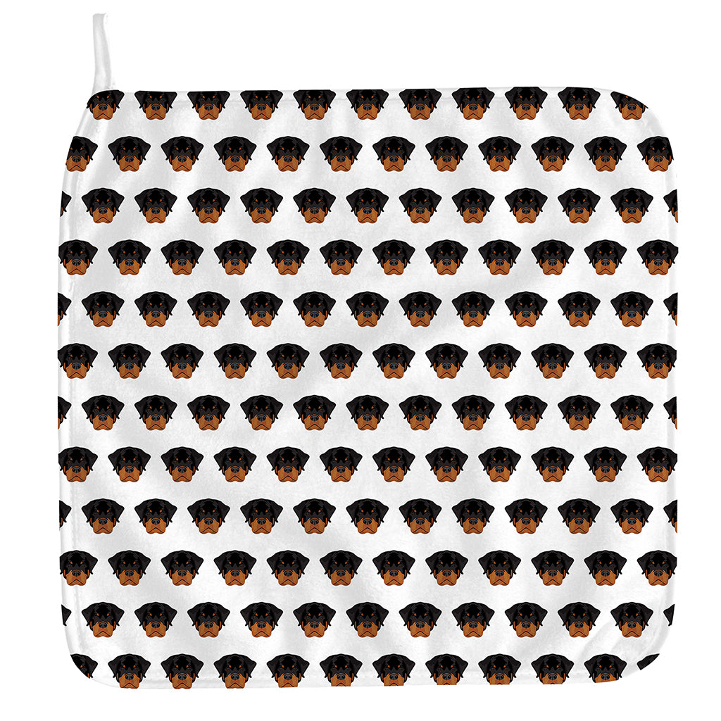 Rottweiler Face Pattern Print Hand Towel