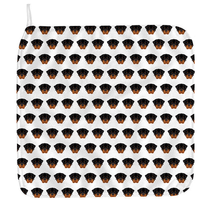 Rottweiler Face Pattern Print Hand Towel