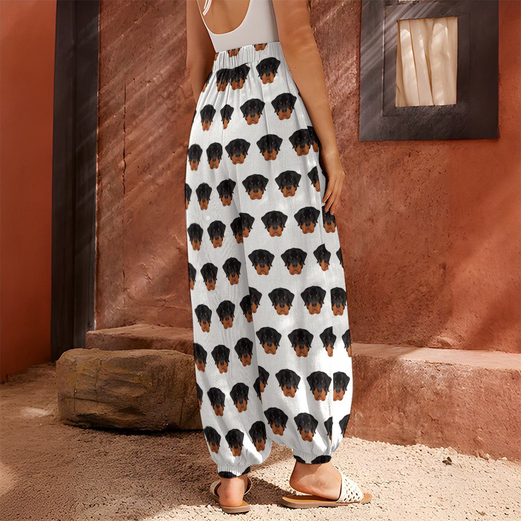 Rottweiler Face Pattern Print Harem Pants