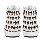 Rottweiler Face Pattern Print High Top Leather Sneakers