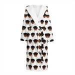 Rottweiler Face Pattern Print Hooded Bathrobe