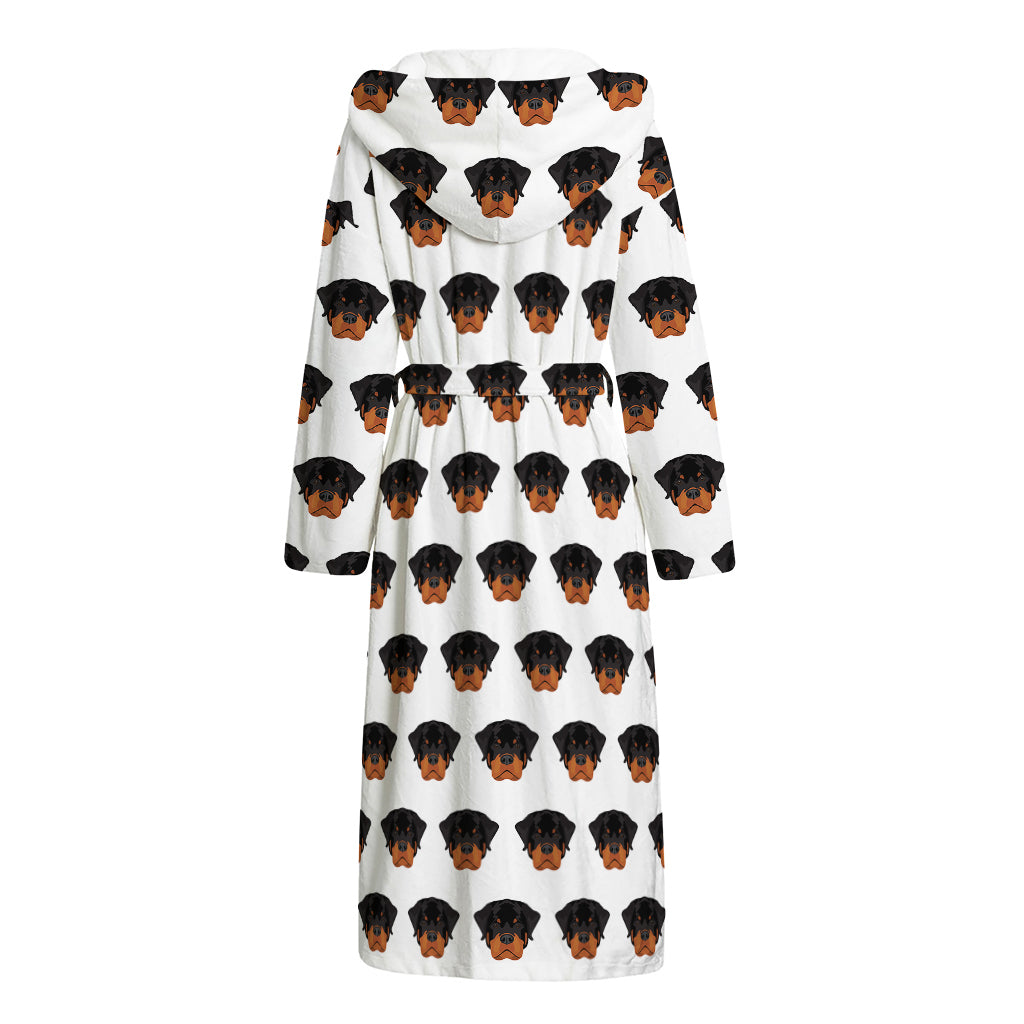 Rottweiler Face Pattern Print Hooded Bathrobe