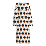 Rottweiler Face Pattern Print Hooded Bathrobe
