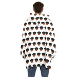 Rottweiler Face Pattern Print Hoodie Blanket