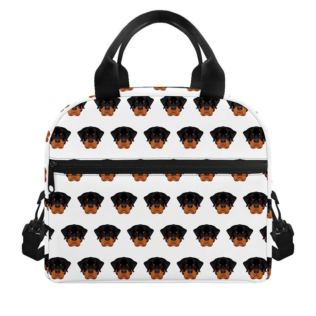 Rottweiler Face Pattern Print Insulated Lunch Bag