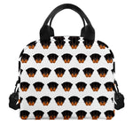 Rottweiler Face Pattern Print Insulated Lunch Bag