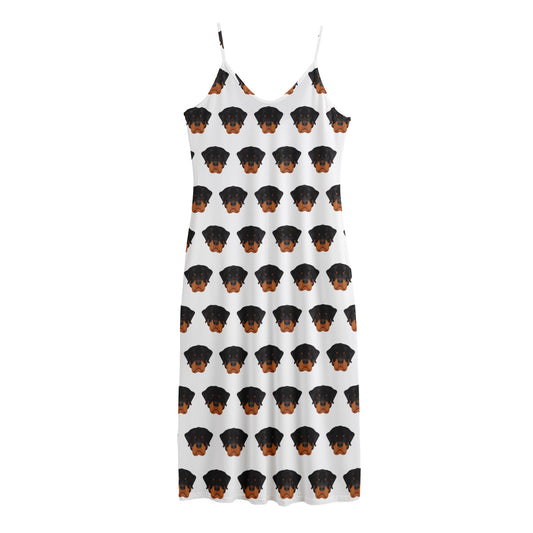 Rottweiler Face Pattern Print Jersey Midi Cami Dress