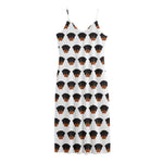 Rottweiler Face Pattern Print Jersey Midi Cami Dress