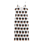 Rottweiler Face Pattern Print Jersey Midi Cami Dress
