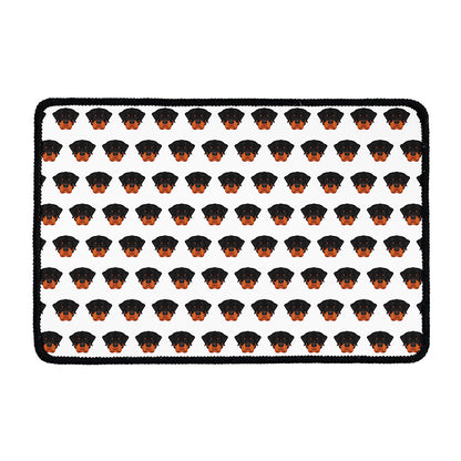 Rottweiler Face Pattern Print Kitchen Mat