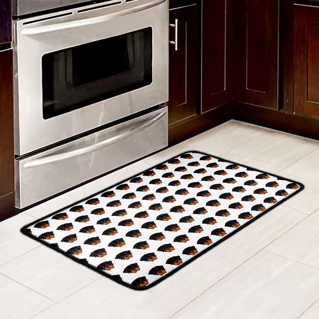 Rottweiler Face Pattern Print Kitchen Mat