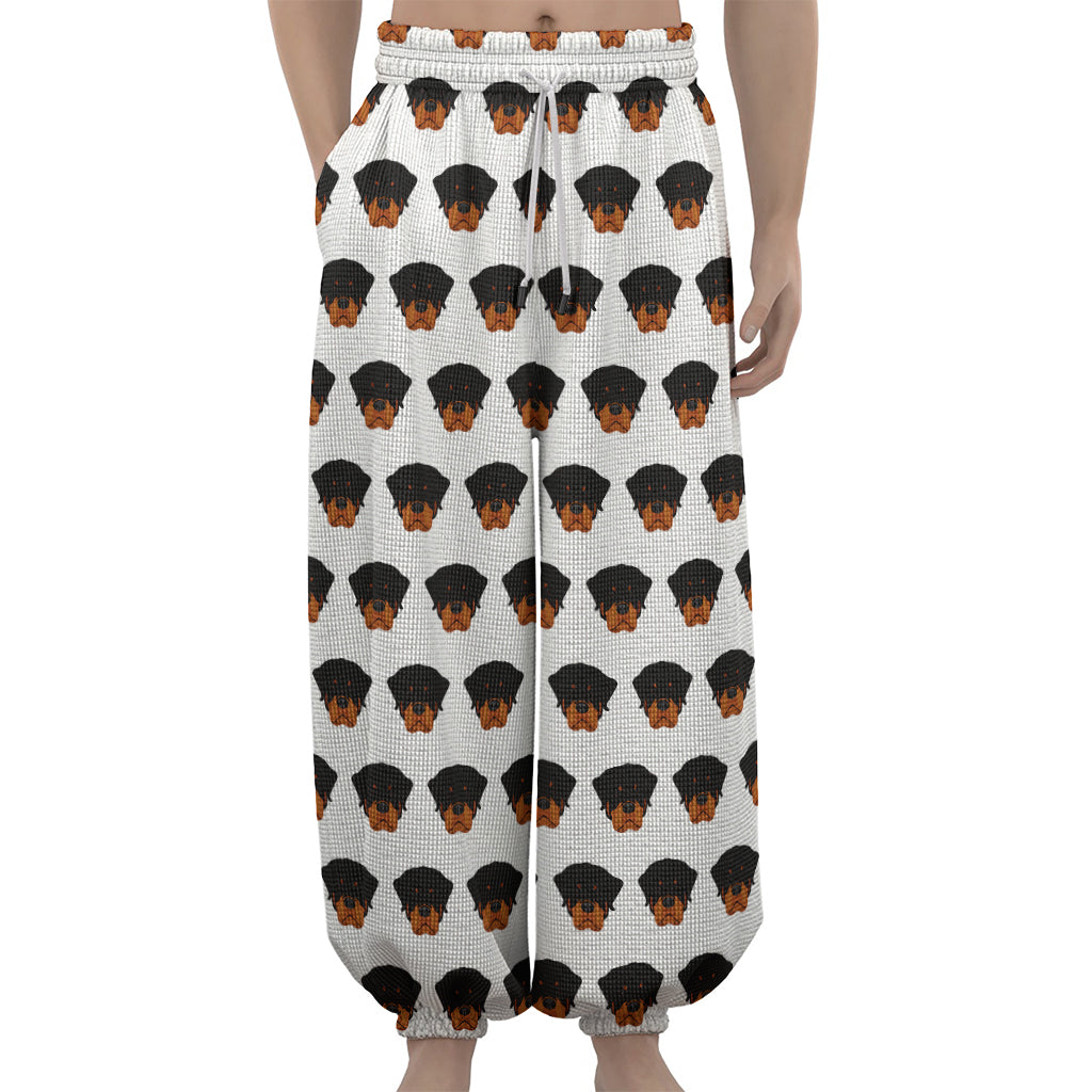 Rottweiler Face Pattern Print Lantern Pants