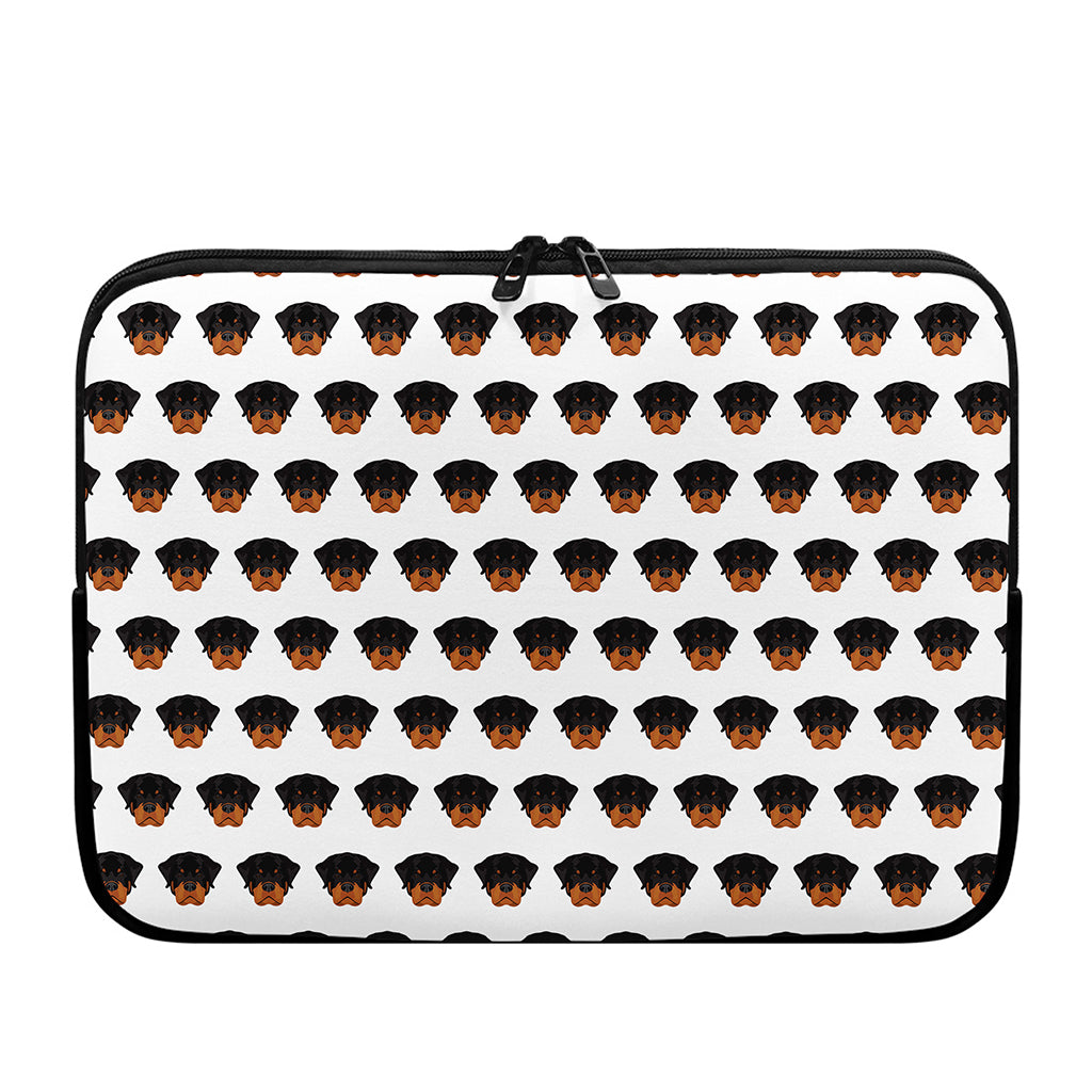 Rottweiler Face Pattern Print Laptop Sleeve