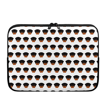 Rottweiler Face Pattern Print Laptop Sleeve