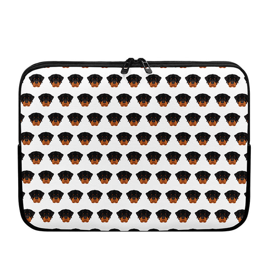 Rottweiler Face Pattern Print Laptop Sleeve