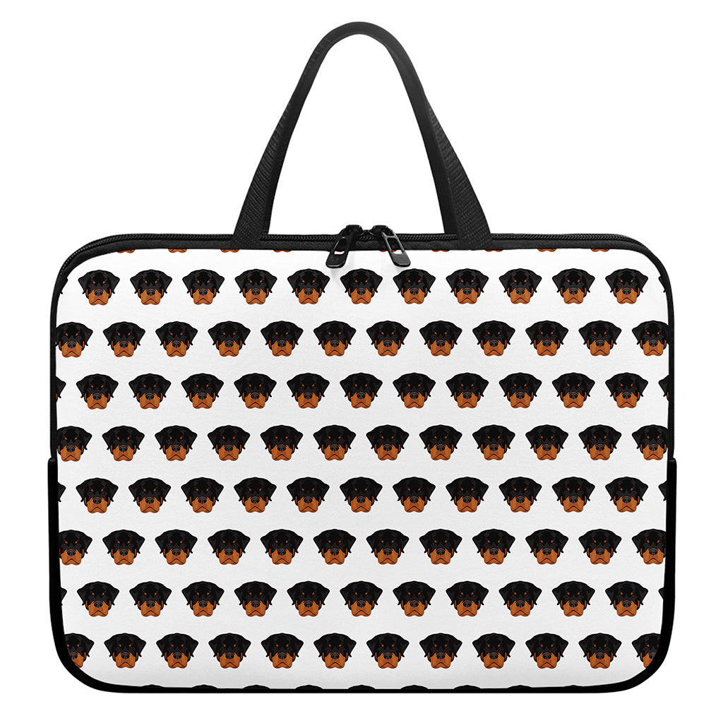 Rottweiler Face Pattern Print Laptop Sleeve With Handle