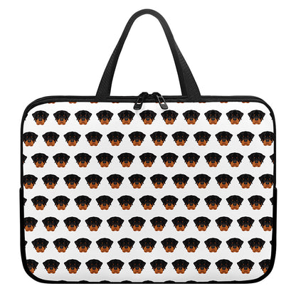 Rottweiler Face Pattern Print Laptop Sleeve With Handle